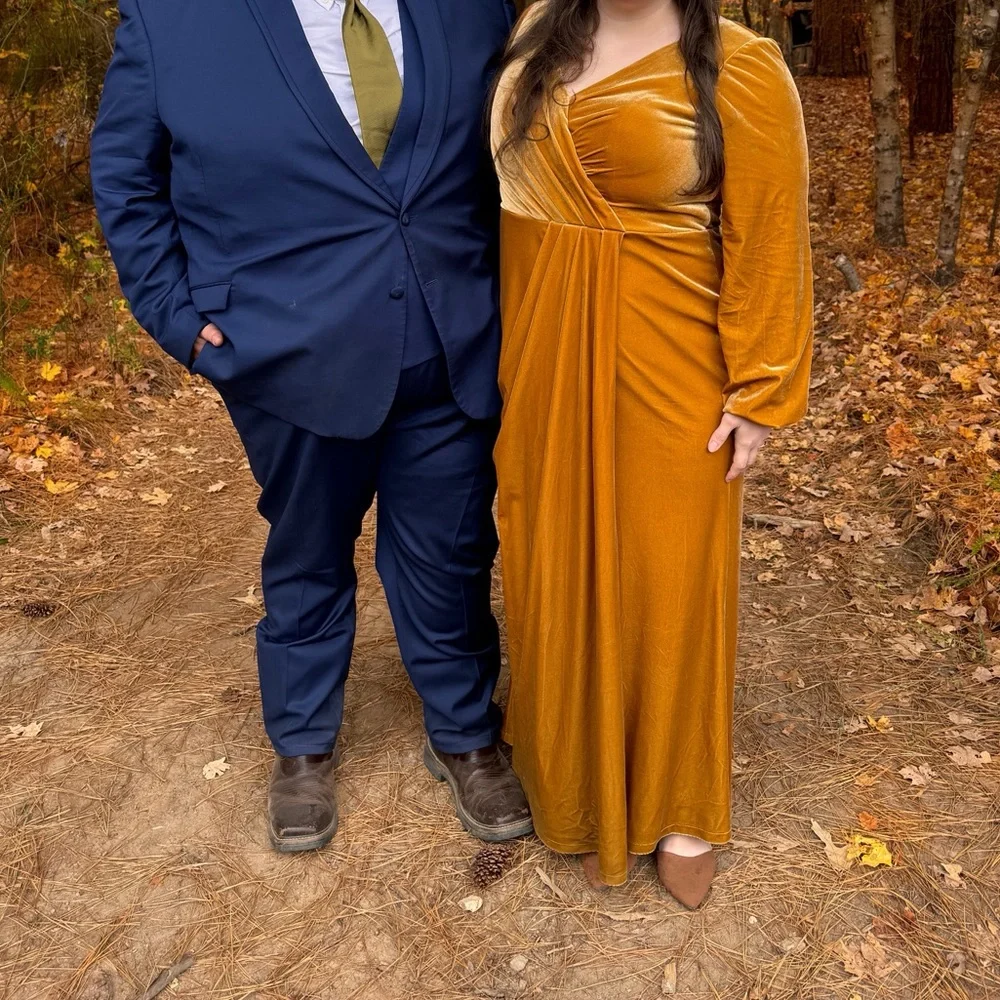 Revelry Elegant Gold Velvet Bridesmaid Dress - Picture 4 of 4